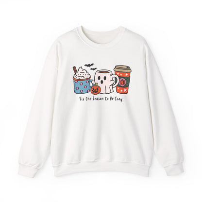 Tis the Season to be Cozy Sweatshirt, Long Sleeve Shirt for Spooky Season Bookish Gift,  Halloween Reading Apparel