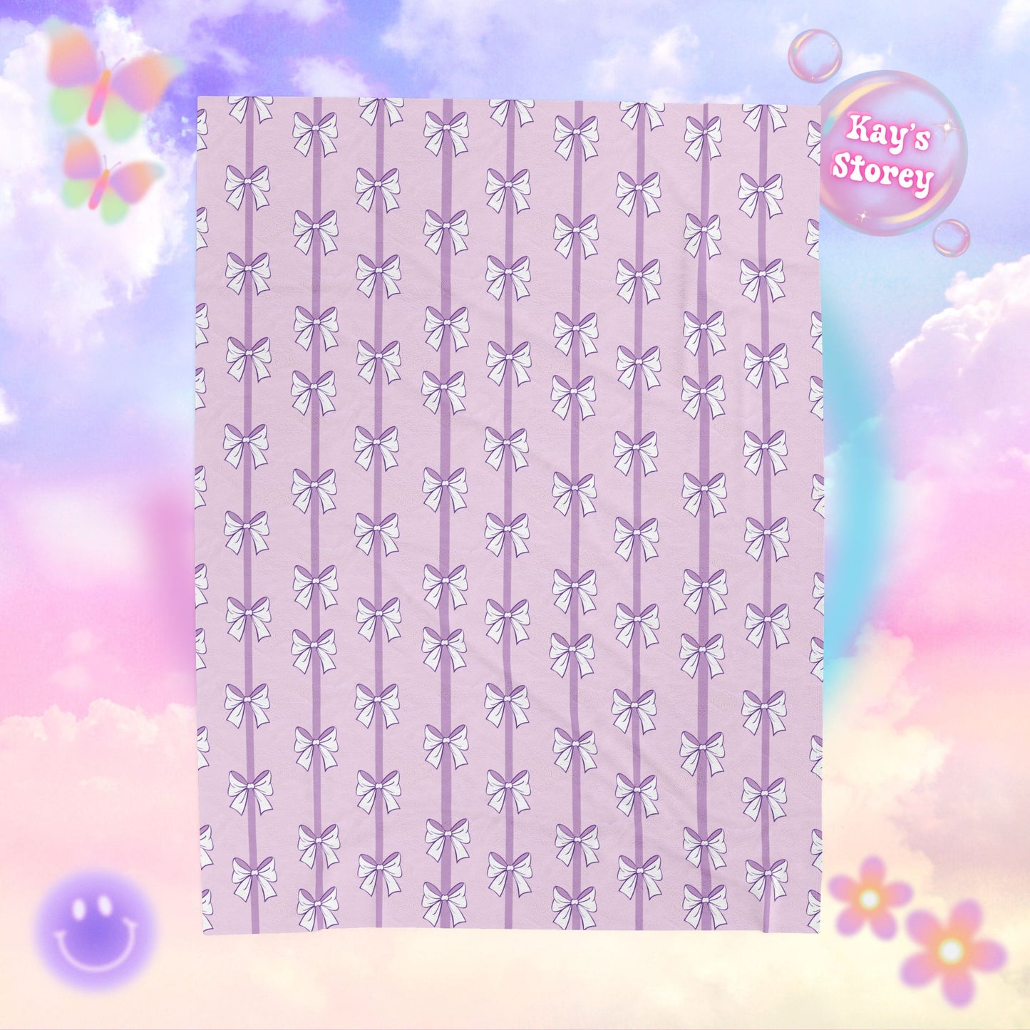 Purple Bows Bookish Velveteen Plush Blanket - Cozy Reading Throw