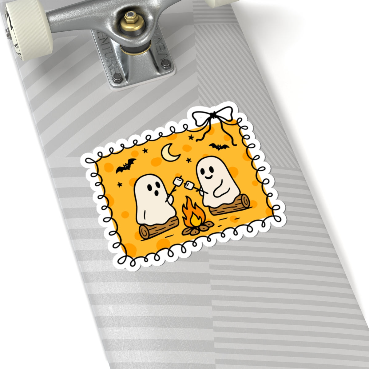 Ghost Marshmallow Roast Sticker - Kiss-Cut Stickers, Halloween Sticker, Cute Ghost Design, Spooky Sticker, Decorative Sticker for Journals