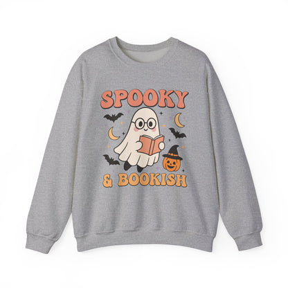 Spooky & Bookish Sweatshirt, Long Sleeve Shirt for Spooky Season Bookish Gift,  Halloween Reading Apparel