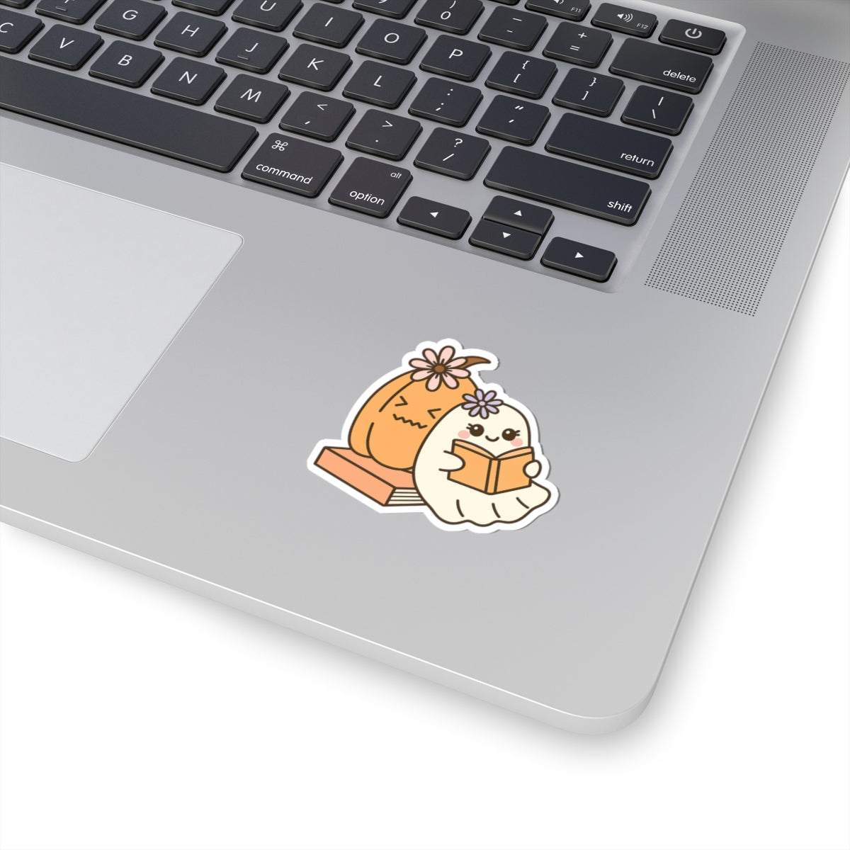Ghost & Pumpkin Kiss-Cut Sticker, Book Lover Sticker, Cute Sticker Set, Spooky Decals, Halloween Stickers, Vinyl Kindle Stickers
