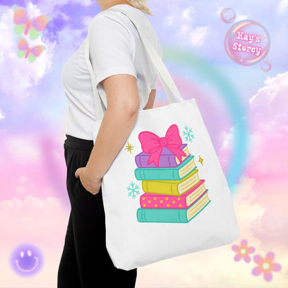 Book Stack Christmas Tote Bag