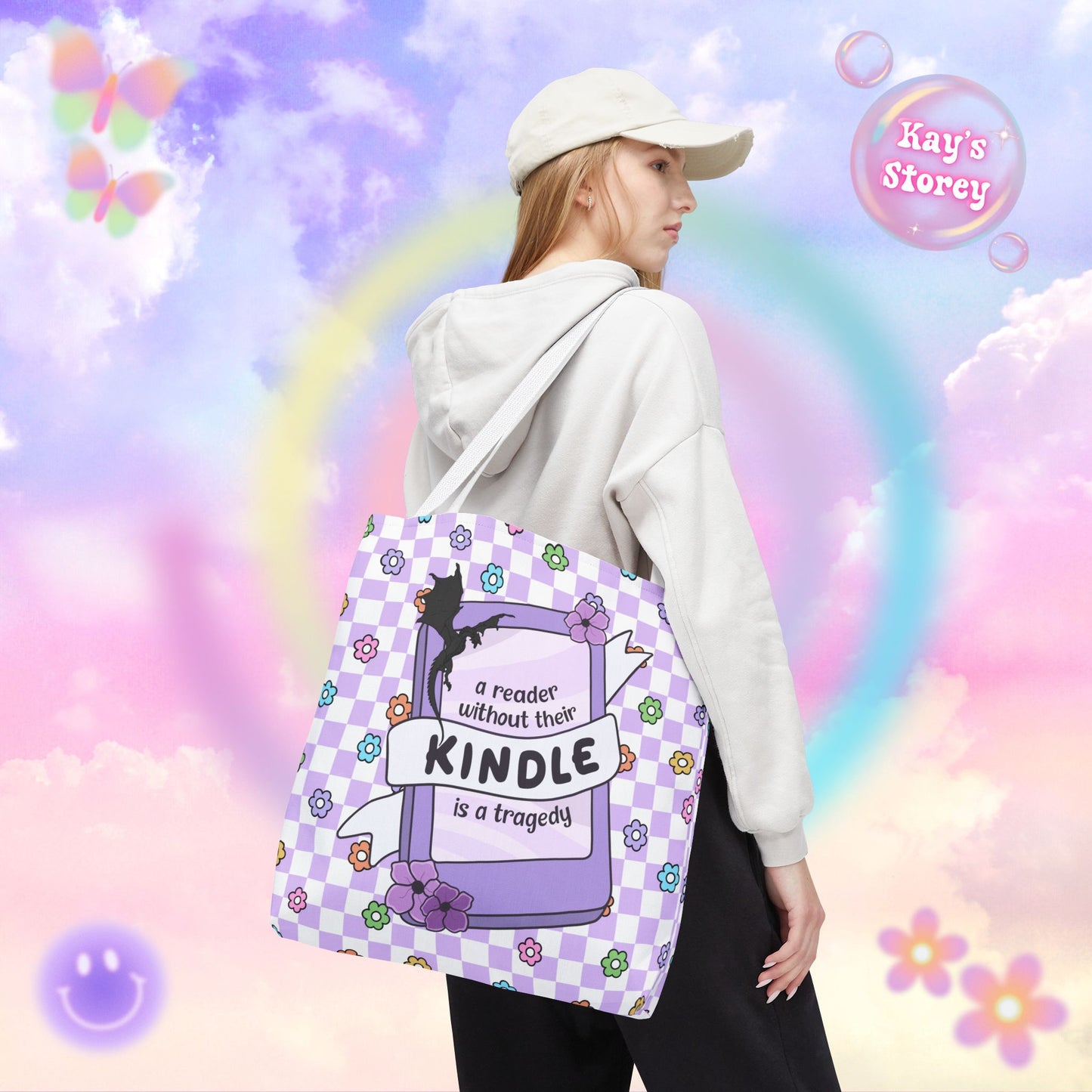 Purple Reader Without Their Kindle Tote Bag