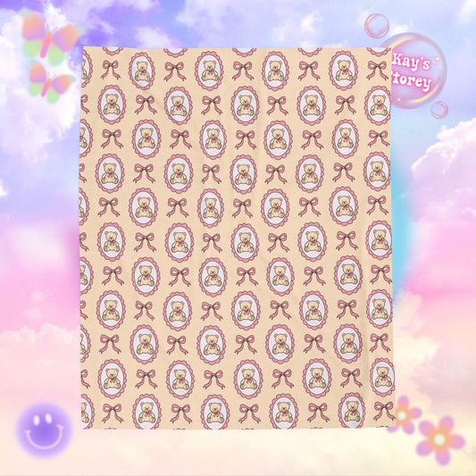 Teddy Bear Bookish Velveteen Plush Blanket - Cozy Reading Throw