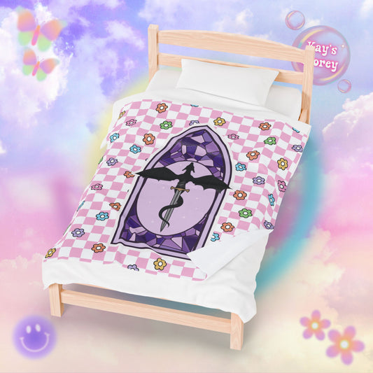 Pink Romantasy Velveteen Plush Blanket