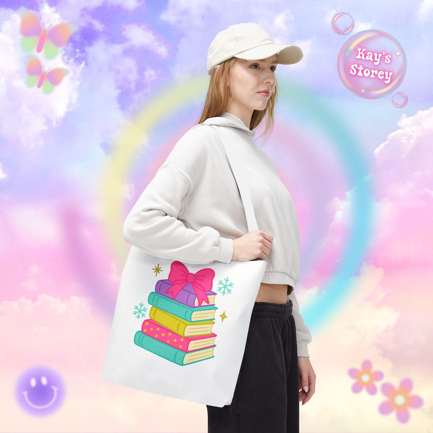 Book Stack Christmas Tote Bag