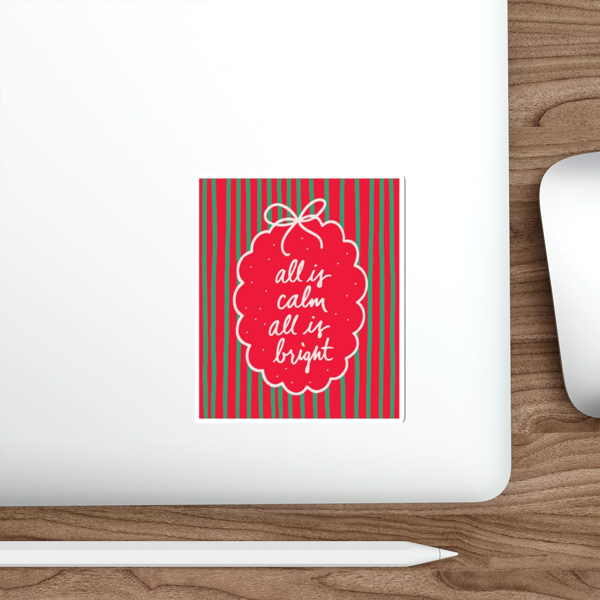 All is Calm, All is Bright Bookish Holiday Die-Cut Sticker - Festive Reading-Themed