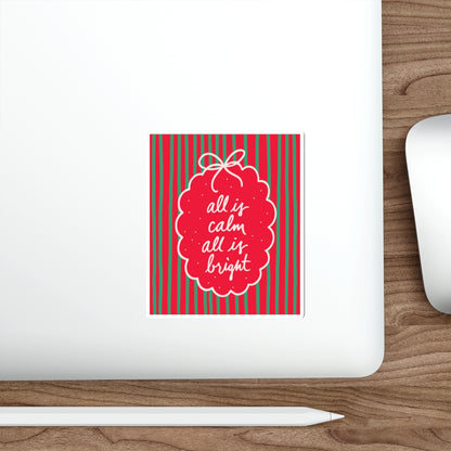 All is Calm, All is Bright Bookish Holiday Die-Cut Sticker - Festive Reading-Themed