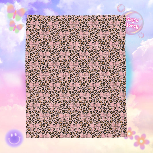 Leopard Bow Bookish Velveteen Plush Blanket - Cozy Reading Throw