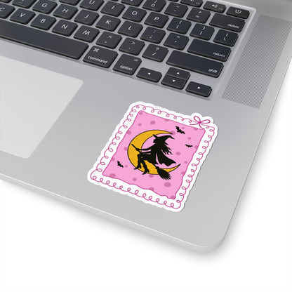 Witchy Night Sticker - Kiss-Cut Stickers, Halloween Sticker, Cute Witch Design, Spooky Sticker, Decorative Sticker for Journals