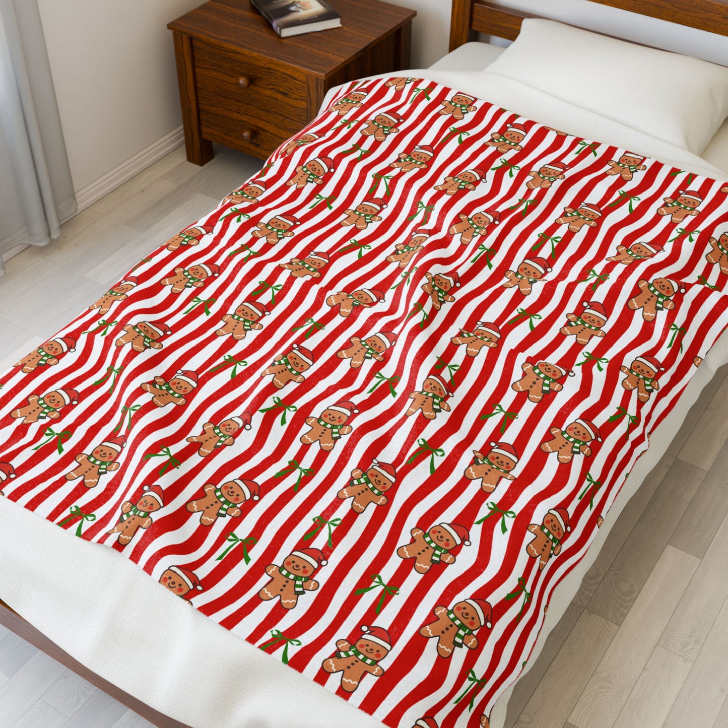 Gingerbread Man Bookish Velveteen Plush Blanket - Cozy Reading Throw