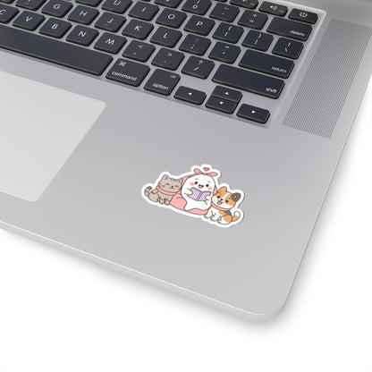 Ghostly Reading Kiss-Cut Sticker, Book Lover Sticker, Cute Sticker Set, Spooky Decals, Halloween Stickers, Vinyl Kindle Stickers
