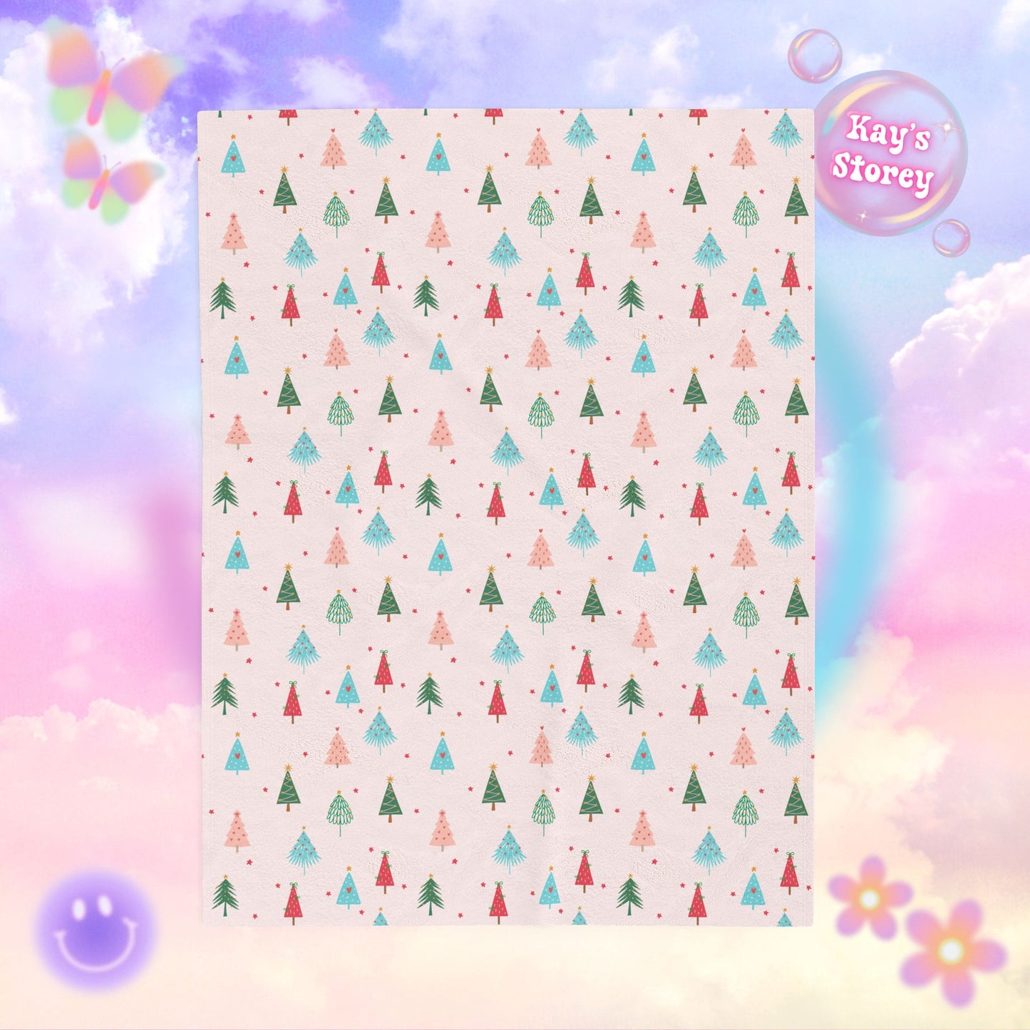 Christmas Trees Bookish Velveteen Plush Blanket - Cozy Reading Throw