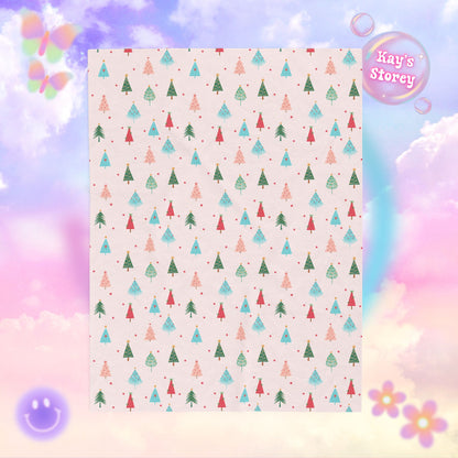 Christmas Trees Bookish Velveteen Plush Blanket - Cozy Reading Throw