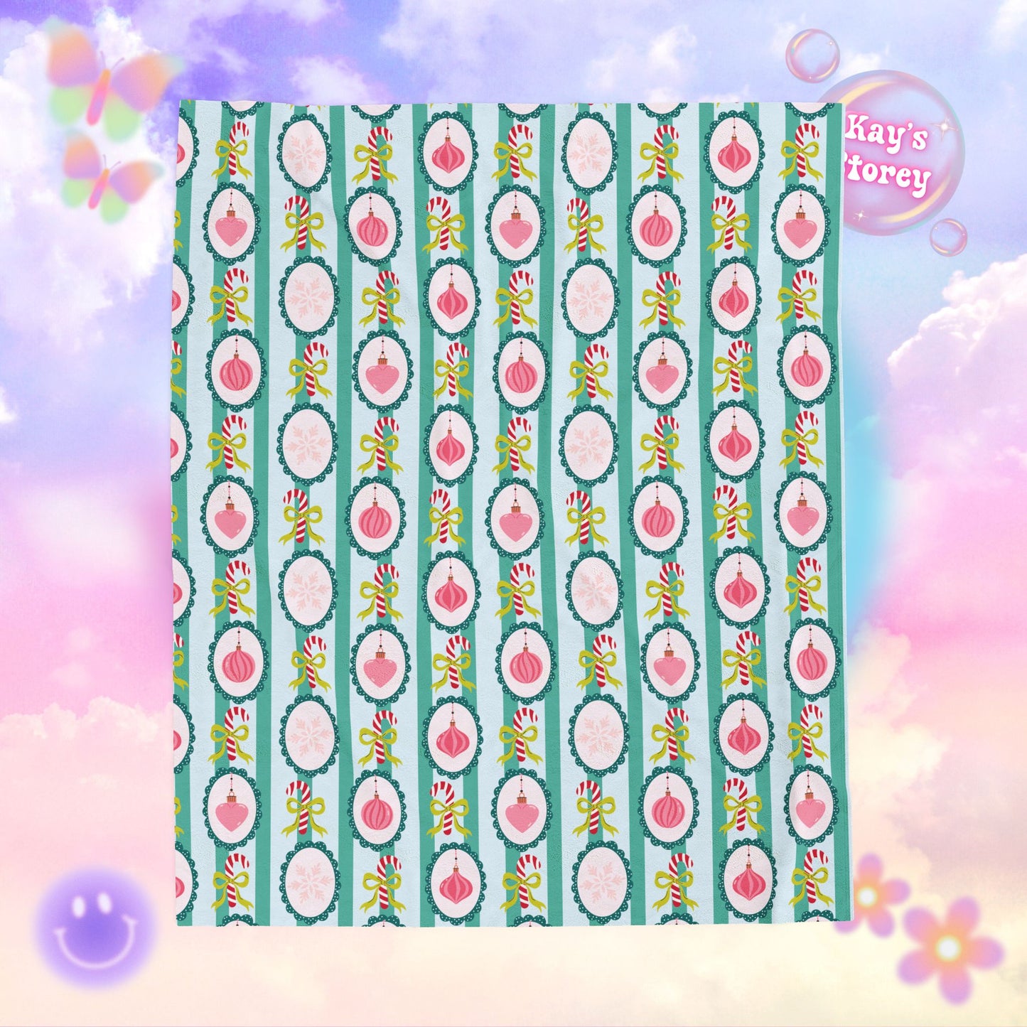 Striped Ornaments Bookish Velveteen Plush Blanket - Cozy Reading Throw