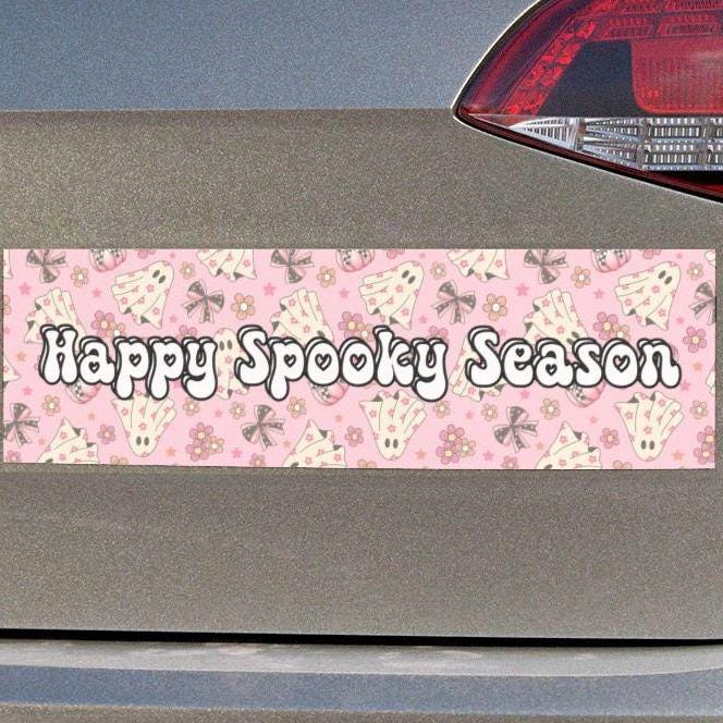 Pink Happy Spooky Season Car Magnet